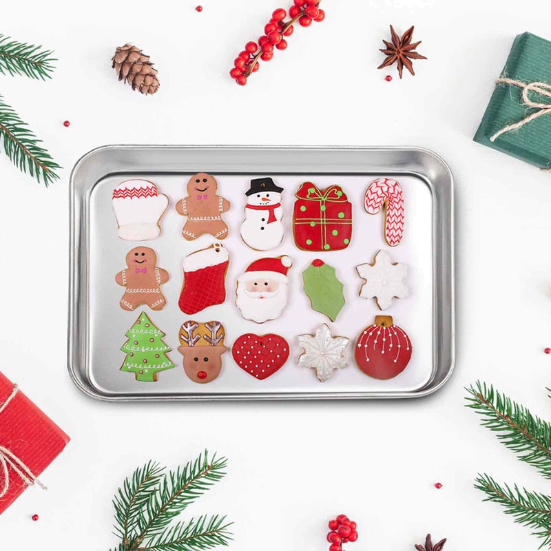 TeamFar Stainless Steel Compact Toaster Oven Pan Tray Ovenware Professional, 8''x10.5''x1'', Heavy Duty & Healthy, Deep Edge, Superior Mirror Finish, Dishwasher Safe - Image 5